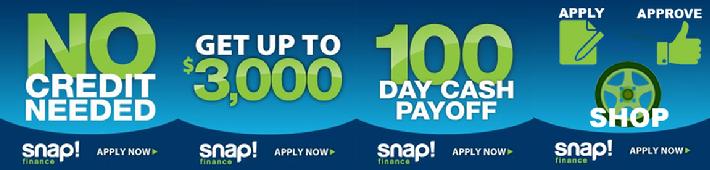 SNAP FINACE!, No credit needed, Get u to $3,000, 100 Day Cash Payoff, Apply, Approve, Shop